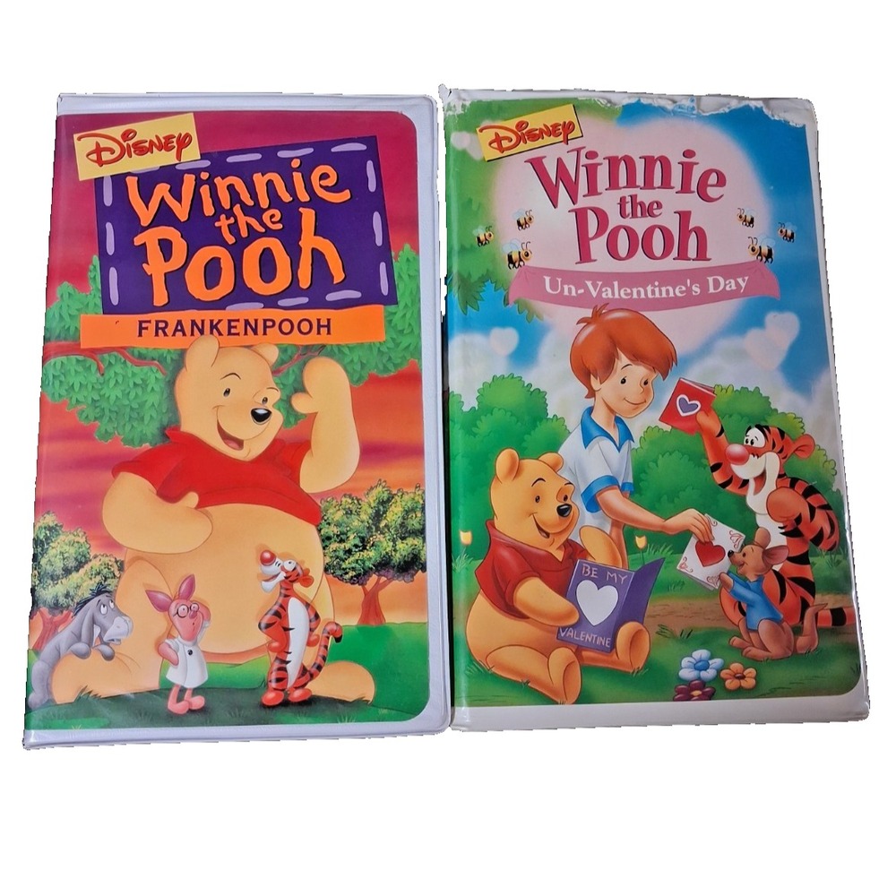 VTG Halloween Winnie The Pooh VHS Lot of 2 Frankenpooh Un Valentines Day TESTED